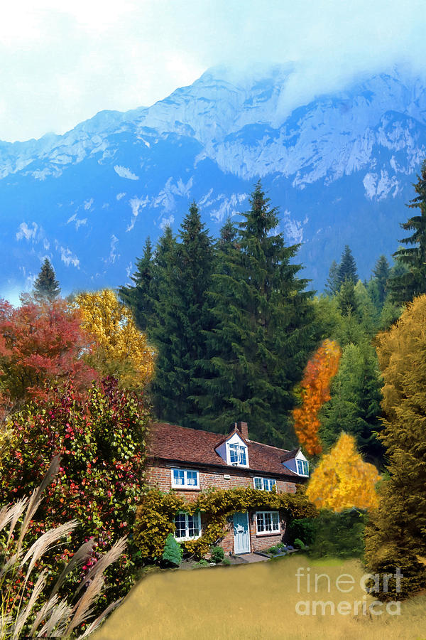 Mountain House In Autumn Mixed Media by Sandi OReilly