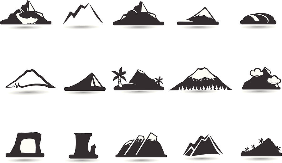 Mountain Icons and symbols Drawing by Mystockicons