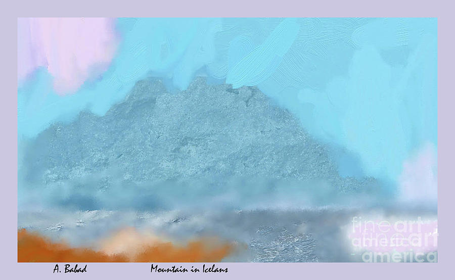Mountain in Iceland, Signed with title Digital Art by Arlene Babad