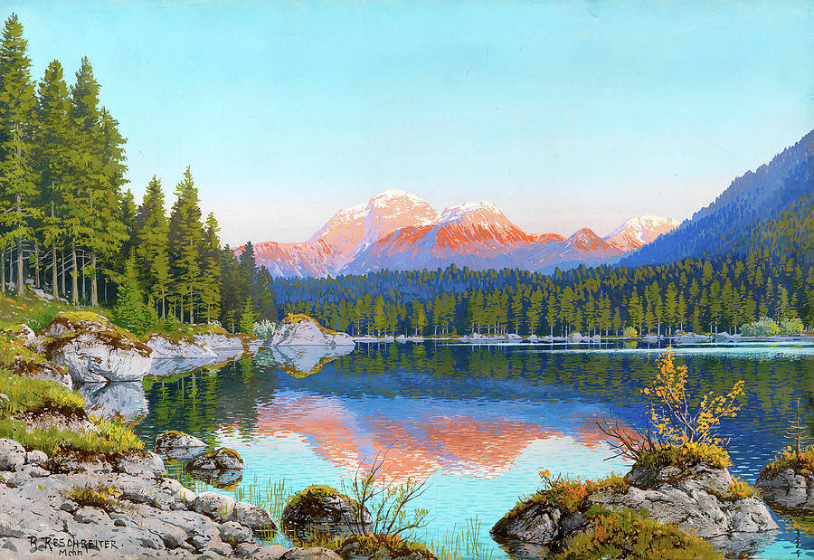 Vintage Digital Art - Mountain Lake by Gary Grayson