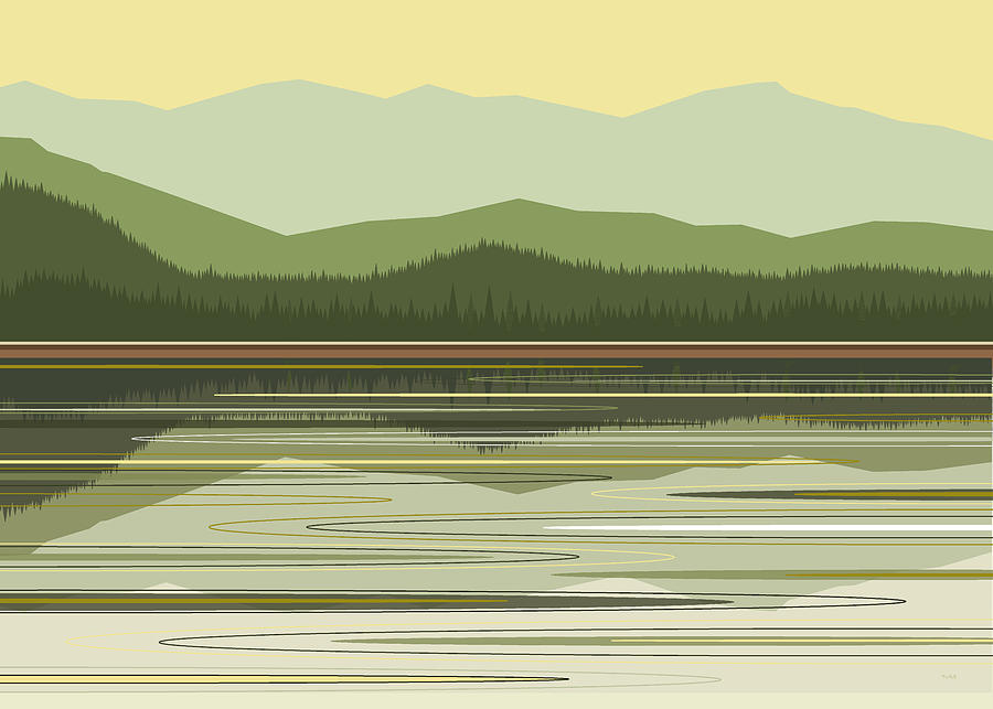 Mountain Lake Landscape Digital Art by Val Arie