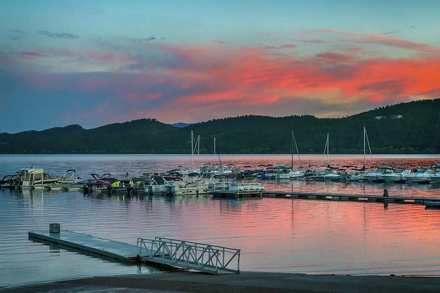 Mountain Lake Marina Sunset Photograph by James BO Insogna