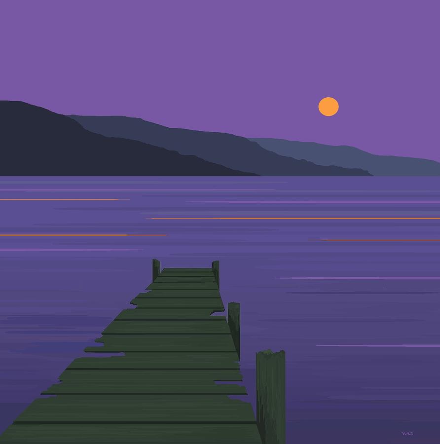 Mountain Lake Purple Digital Art by Val Arie