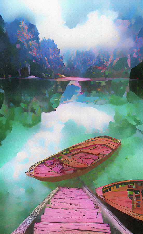 Fantasy Digital Art - Mountain Lake Vista by Deborah League