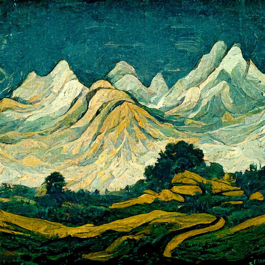 Mountain Landscape in style of Van Gogh 2 Painting by Hugo Keller ...