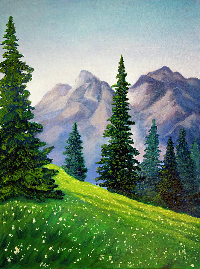 paintings with mountains trees