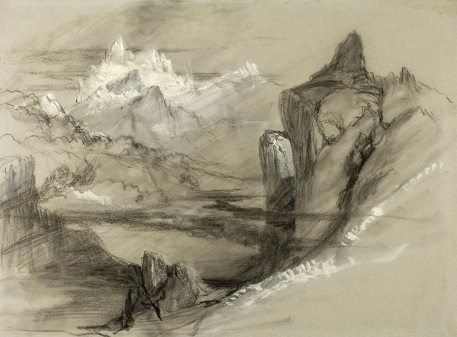Mountain Landscape Drawing by John Ruskin