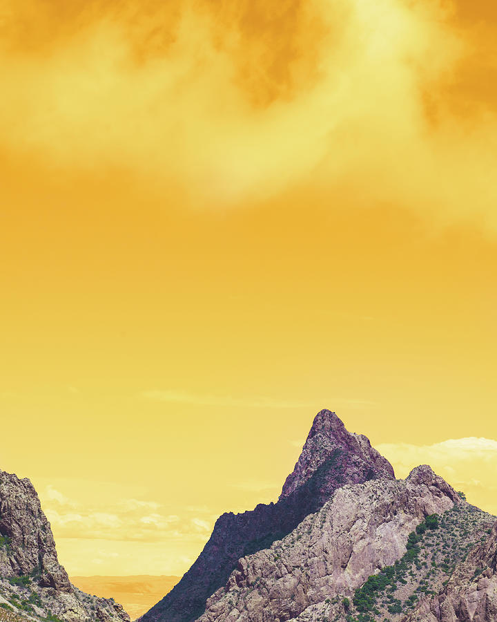 Big Bend National Park Photograph - Mountain Landscape Yellow Sky  by Sonja Quintero