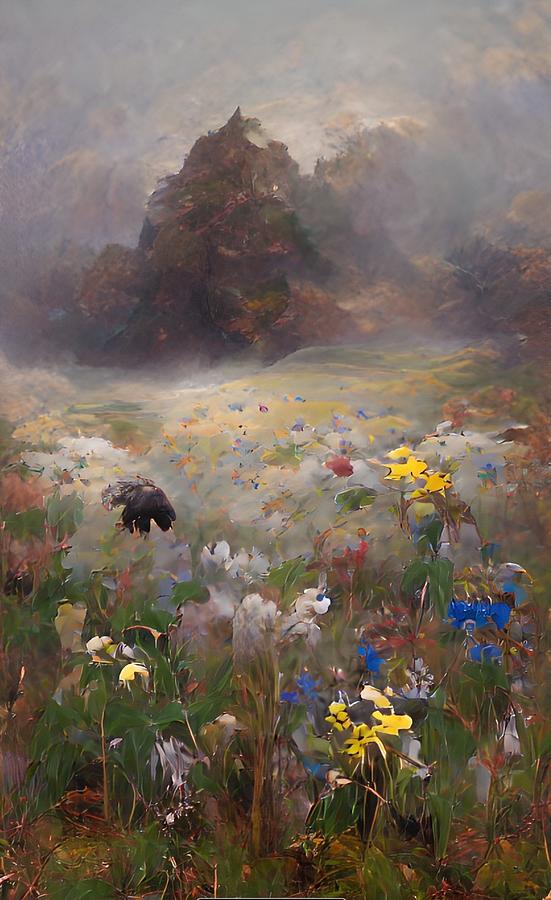 Mountain Meadow Painting by Bonnie Bruno