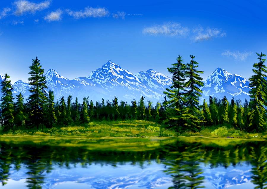Mountain Meadow Landscape Digital Art by Becky Herrera