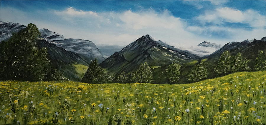 Mountain Meadow Painting by Stephen Daddona