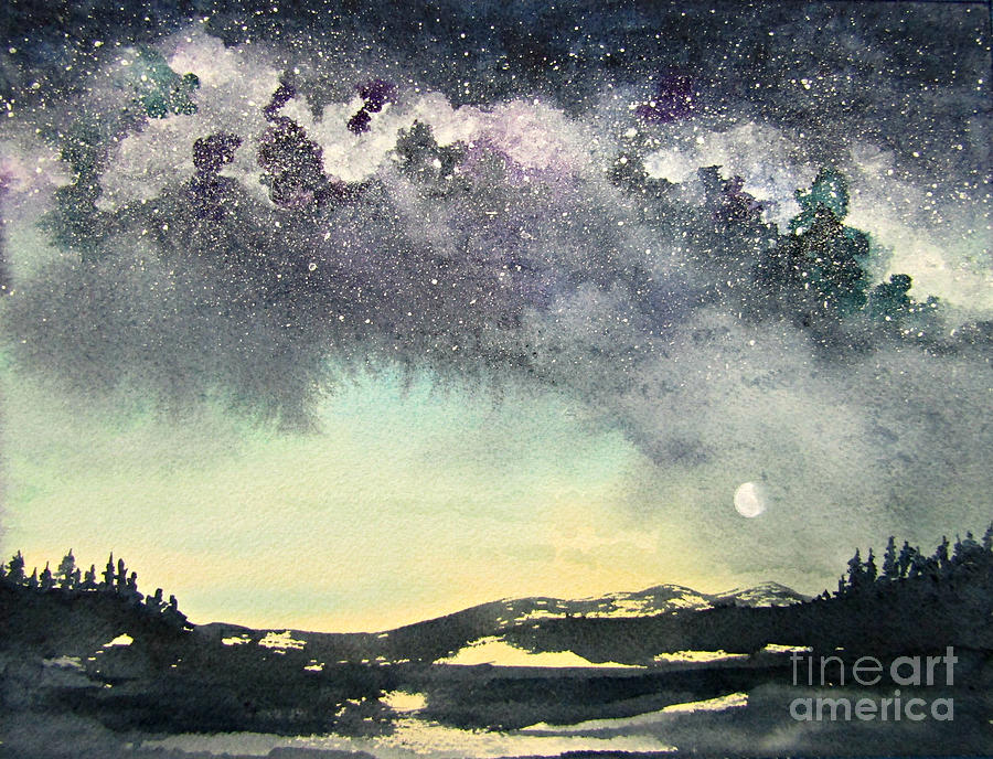 Mountain Milkyway Painting by Janet Cruickshank