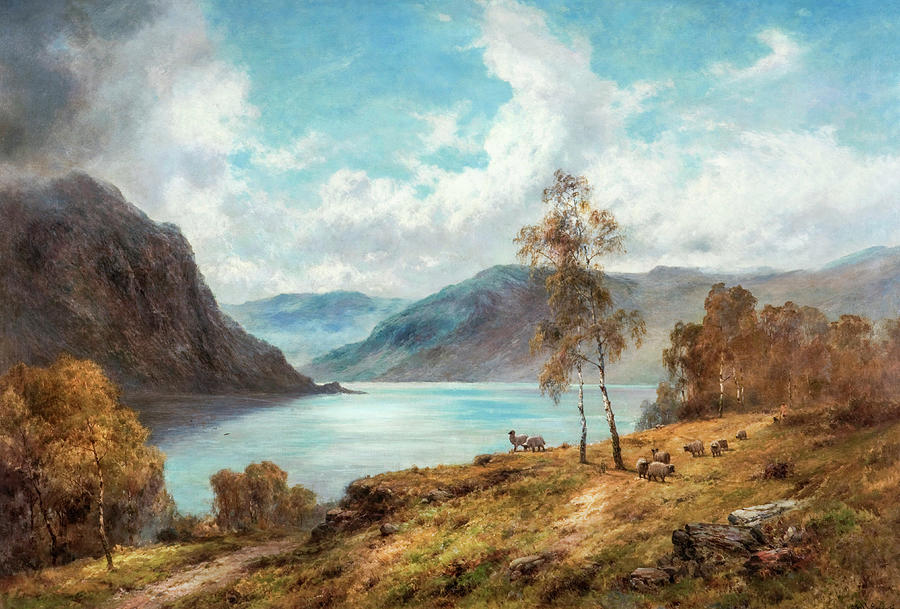 Mountain Mists Loch Katrine by Alfred de Breanski Painting by Alfred de Breanski