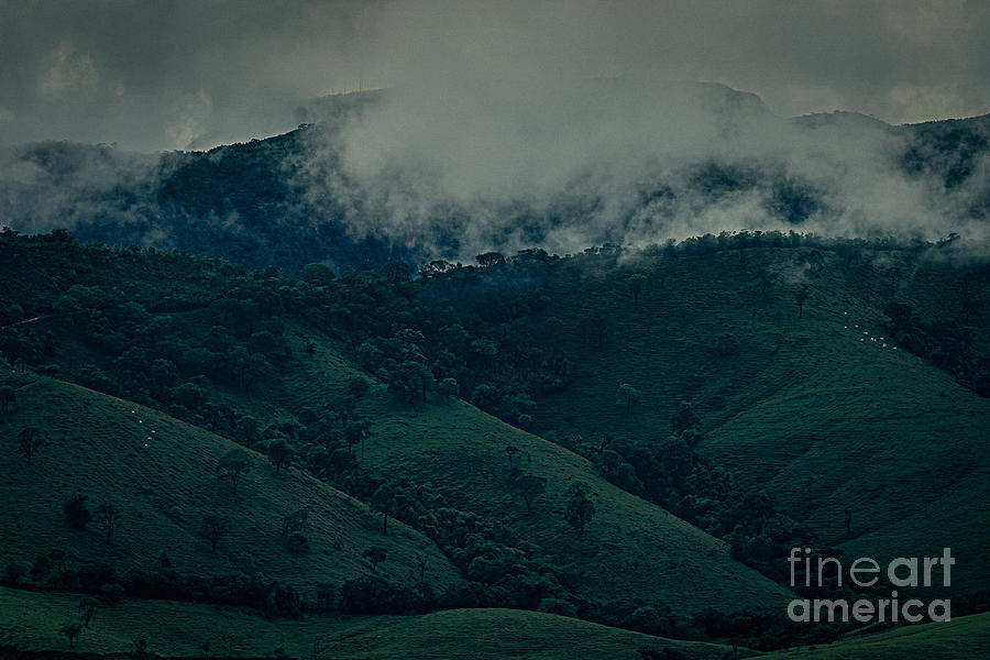 Mountain Digital Art - Mountain on a dark cloudy day at the Brazilian Cerrado by Vinicius Bacarin