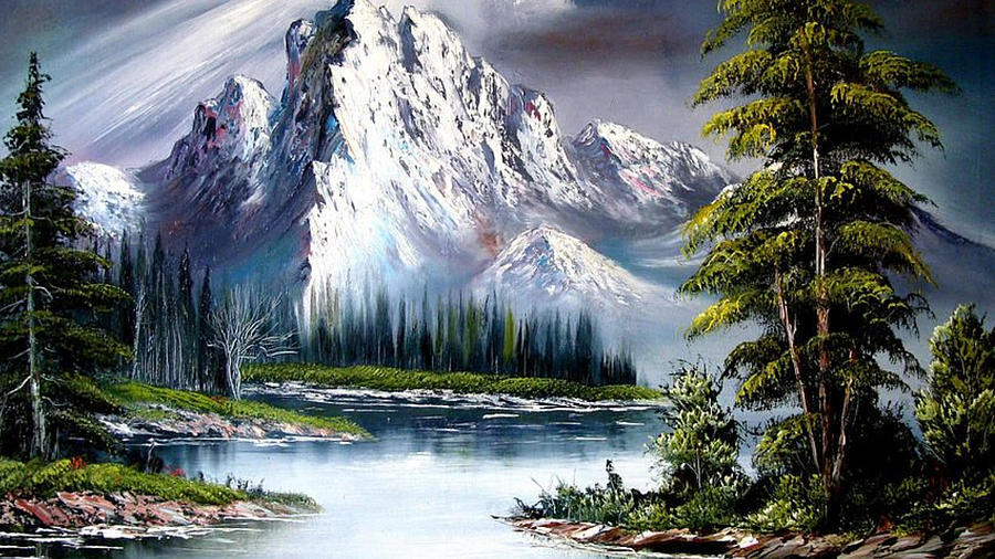 Mountain Paintings By Famous Artists Digital Art by Bob ross Paintings ...