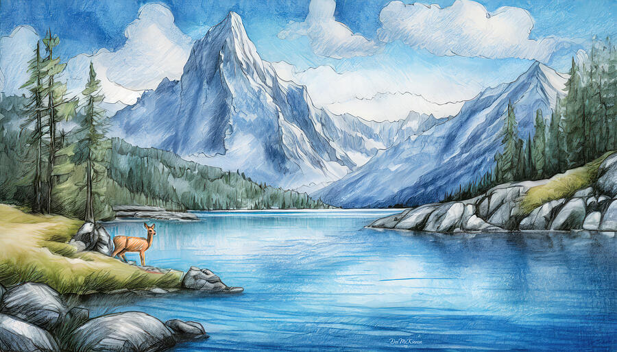 Deer Digital Art - Mountain Paradise by Dee McKinnon