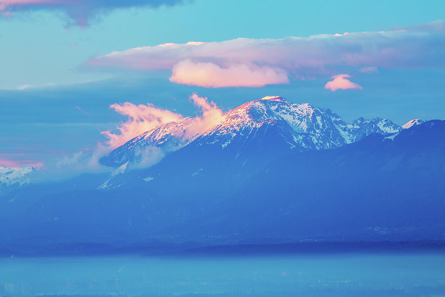 Mountain peak at sunset Photograph by Ian Middleton