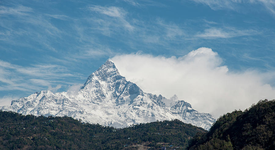 Mountain peak covered in snow. Annapurna Nepal Photograph by Michalakis Ppalis