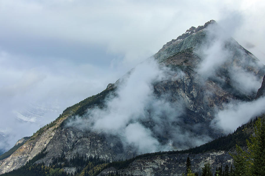 Mountain Peak In Clouds Canadian Rockies Photograph by Dan Sproul