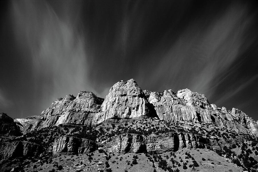Mountain Peaks and Shimmering Sky 2009 BW Photograph by Frank Romeo