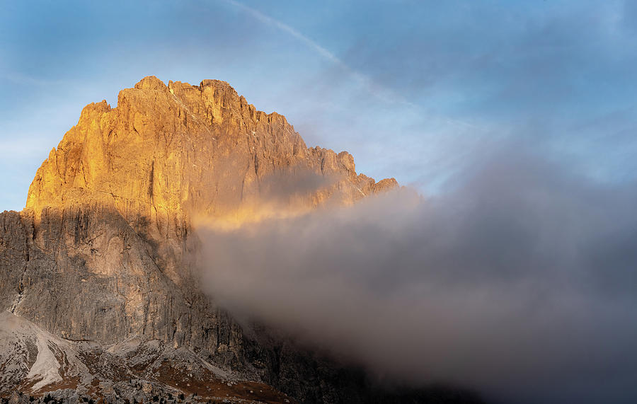 Mountain peaks during sunrise. Dolomit, Italy Photograph by Michalakis Ppalis