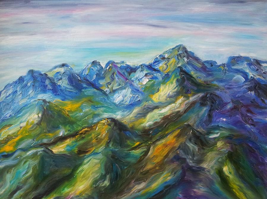 Mountain peaks top view Painting by Kirill Sukhanov - Fine Art America