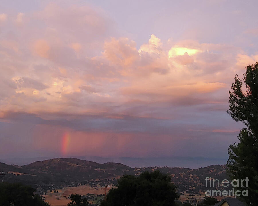 Sunset Photograph - Mountain Rainbow Reflections and Clouds by Karen Conger