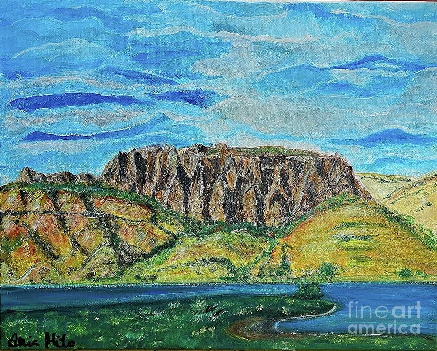 Mountain Range by River Painting by Ania M Milo