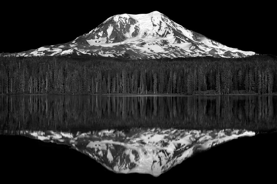 Mountain Reflection In Monochrome Photograph by Douglas Taylor