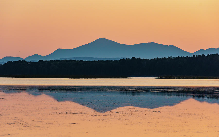 Mountain Reflections on Lake Champlain after sunset  Photograph by Ann Moore