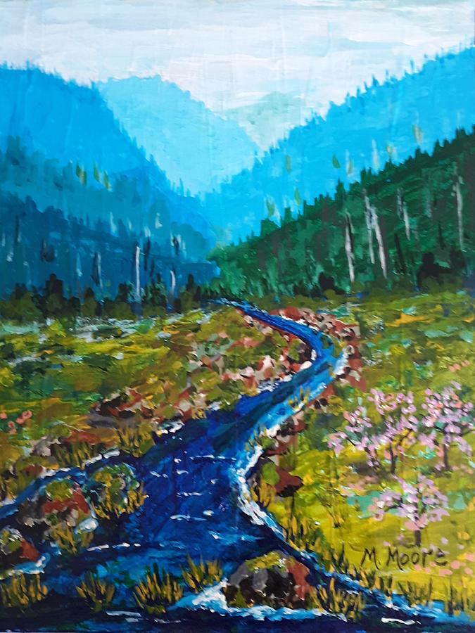 Mountain River Painting by Marlene Moore