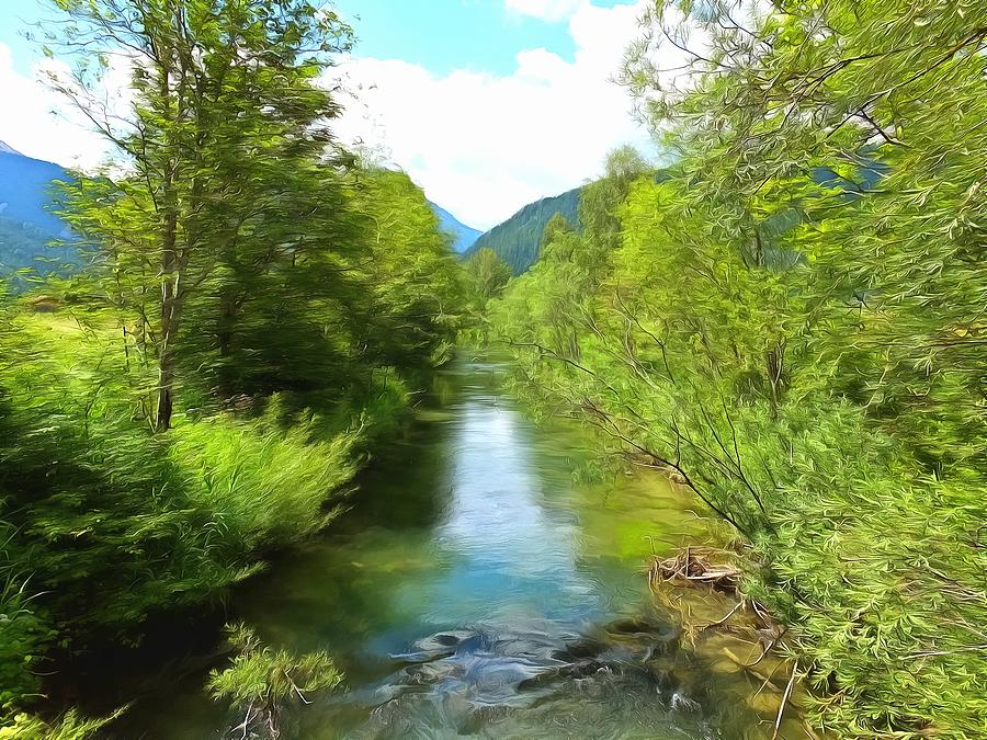 Mountain river Digital Art by Ralph Kaehne