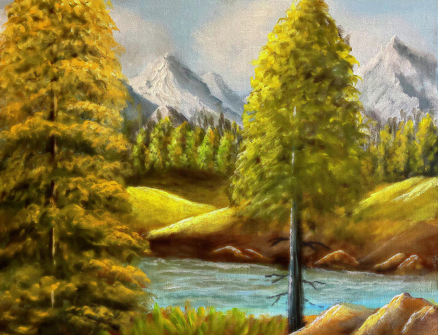 Mountain Painting - Mountain River by Sandra Young Servis