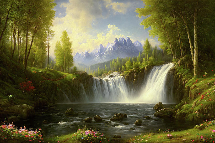 Mountain River Waterfall 12 Digital Art by Michael DeWeese - Fine Art ...