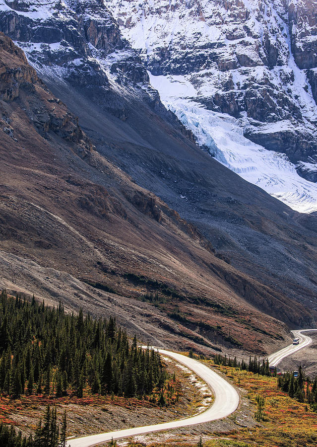 Mountain Road Through Columbia Icefield Photograph by Dan Sproul