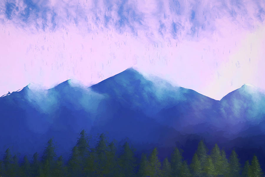 Mountain Scene with Rain Digital Art by Alison Frank