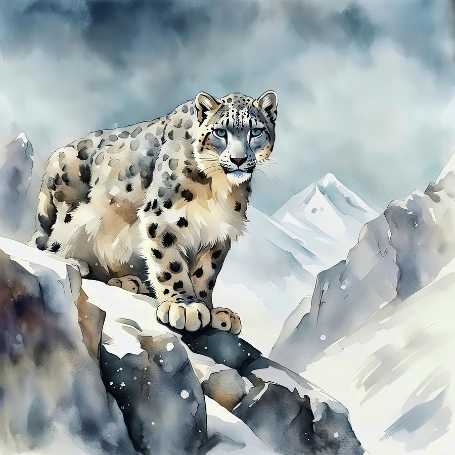 Mountain Snow Leopard  Digital Art by HH Photography of Florida