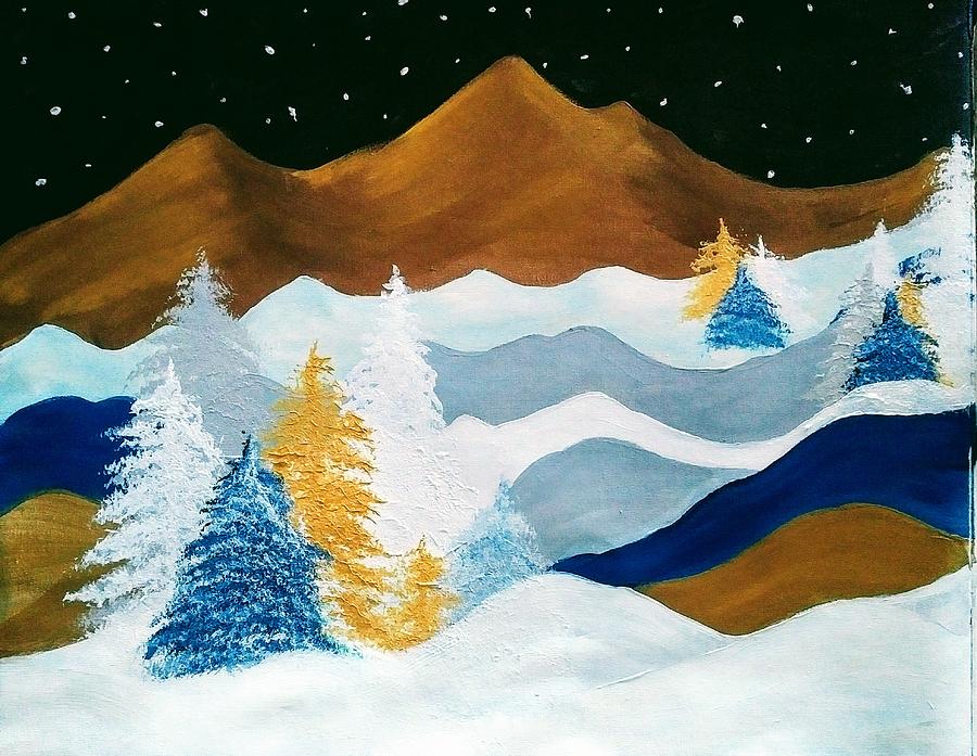 Mountain Snow Scene Painting by Lynne McQueen