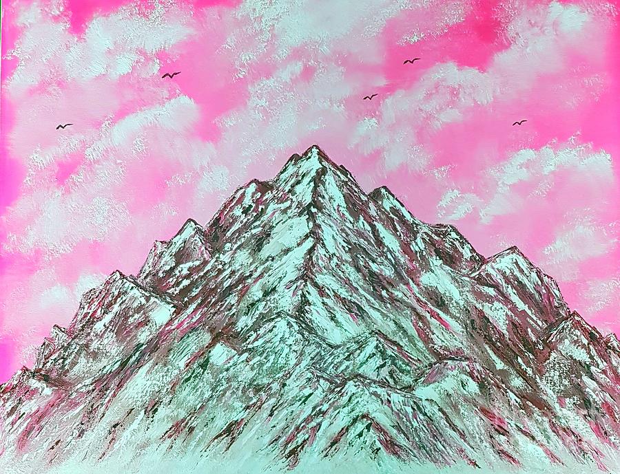 Mountain Spectacular Pink Glow Painting