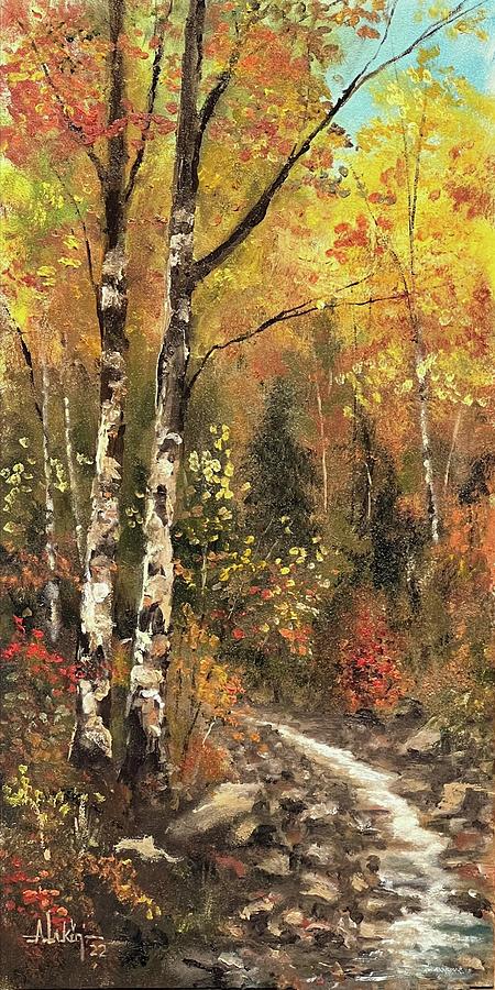 Fall Painting - Mountain Stream by Alan Lakin