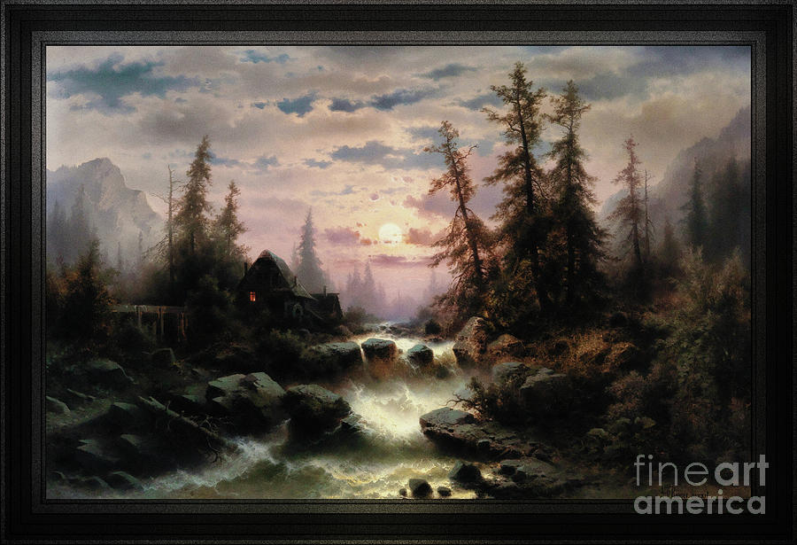 Mountain Stream in the Moonlight by Albert Rieger by Xzendor7 Mountain Stream in the Moonlight by Albert Rieger by Xzendor7