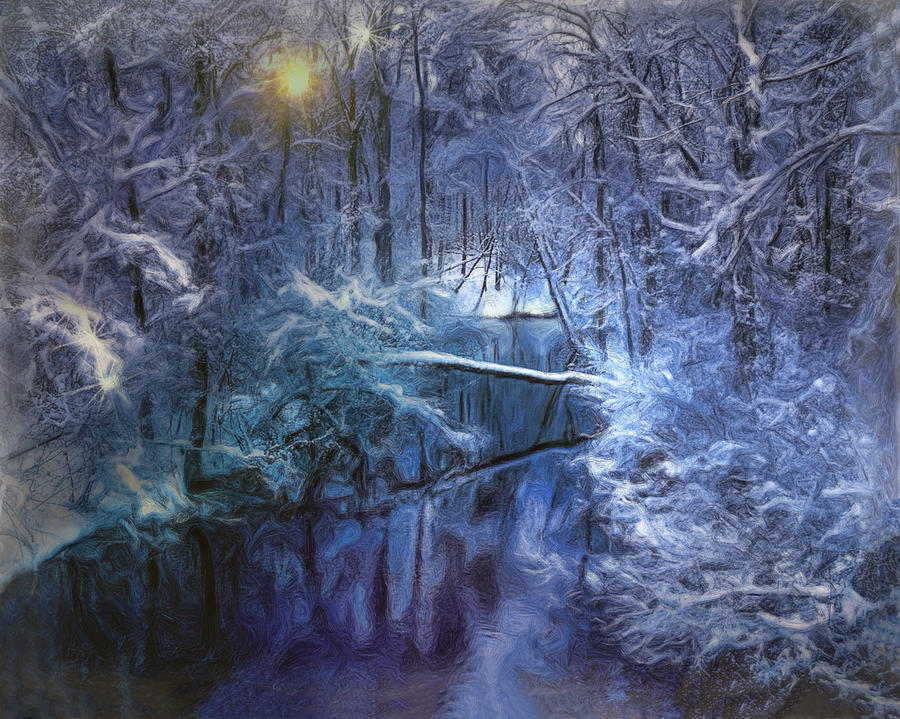 Mountain Stream in the Snow Digital Art by Cordia Murphy