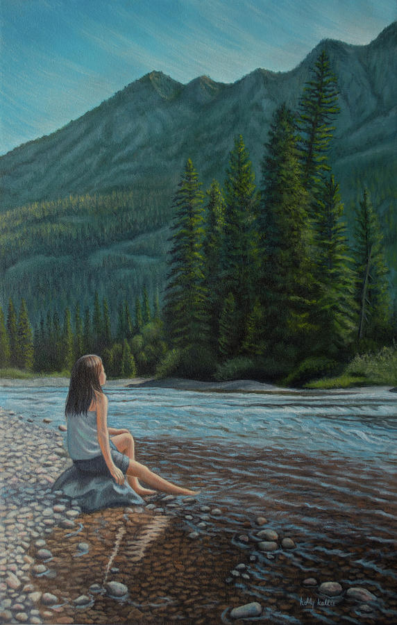 Mountain Stream Meditation Painting by Holly Kallie