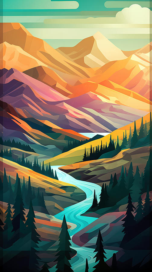 Mountain Streaming Digital Art by Jaki Miller