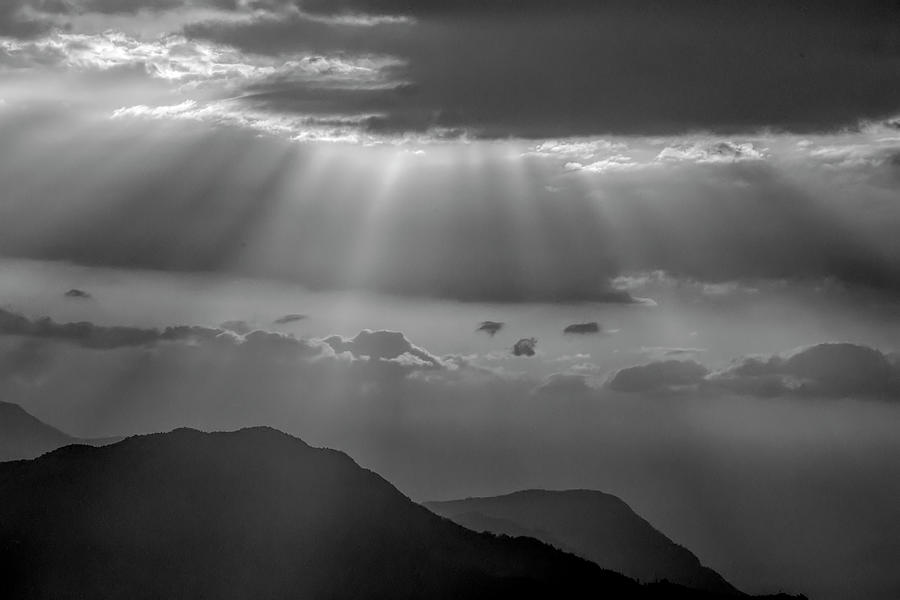 Mountain Sunrise in Nepal B/W Photograph by Lindley Johnson