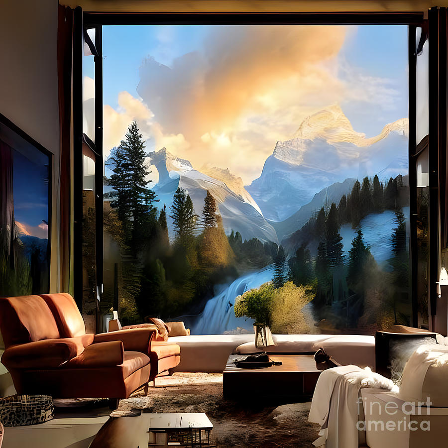 Furniture Painting - Mountain Sunrise Living Room by Caleb Ongoro