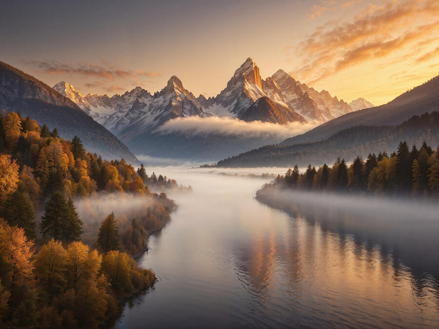 Mountain Sunrise Digital Art by Mark Greenberg