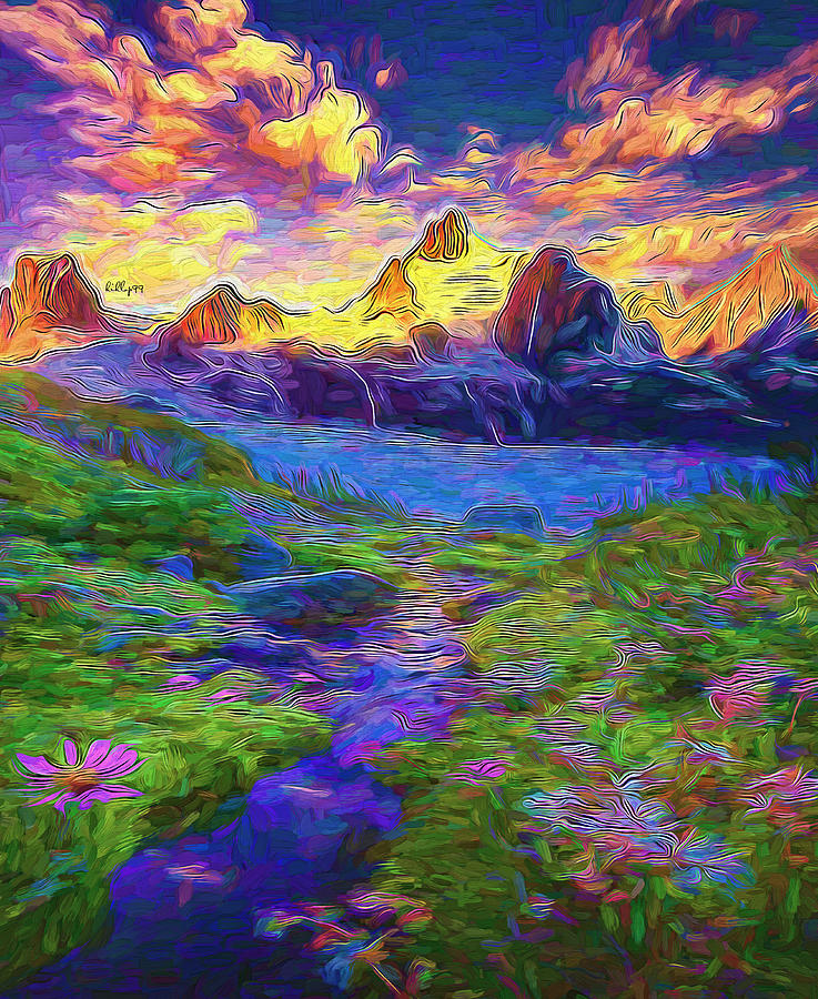 Mountain sunset 2 Painting by Nenad Vasic