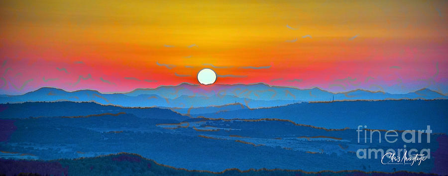 Mountain Sunset Abstract Painting by Chris Armytage