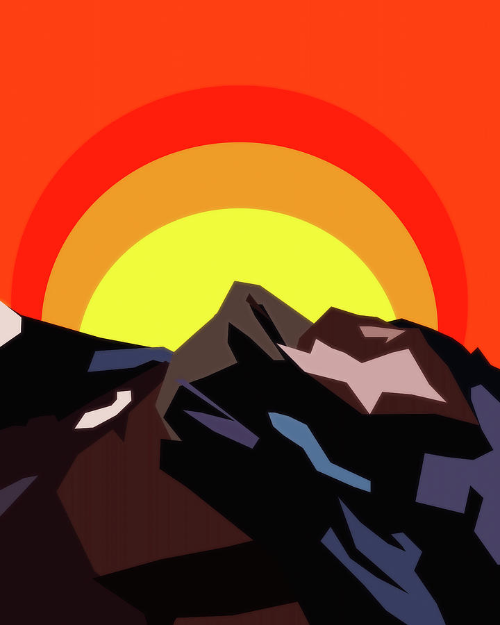 Mountain Sunset Glowing Design Digital Art by Dan Sproul